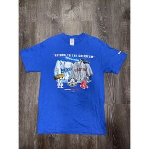 VTG Los Angeles Dodgers vs Red Sox 2008 Return To The Coliseum MLB M Shirt Blue